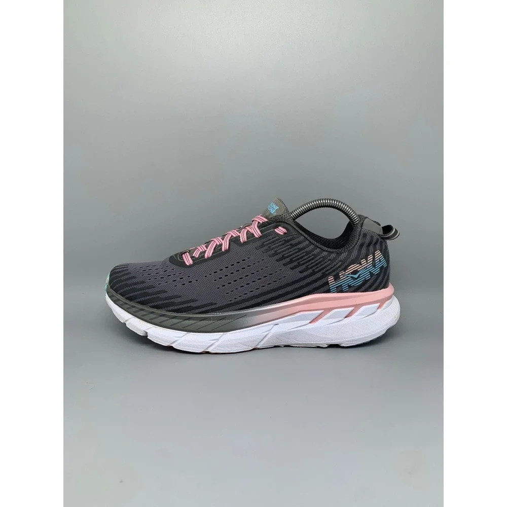 Hoka One One Clifton 5 Gray Pink Running Shoes Women's Sz 10